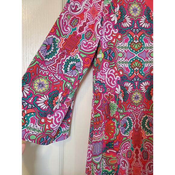 Laundry By Shelli Segal Multicolor Vibrant Boho Shift Mini Dress, Size Small - Picture 10 of 11